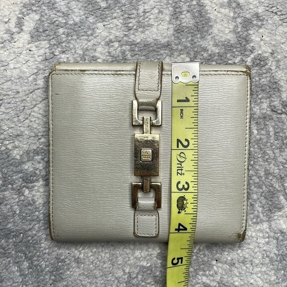 Gucci Leather Piston Lock Jackie Wallet Compact Ivory Gray - Picture 11 of 17